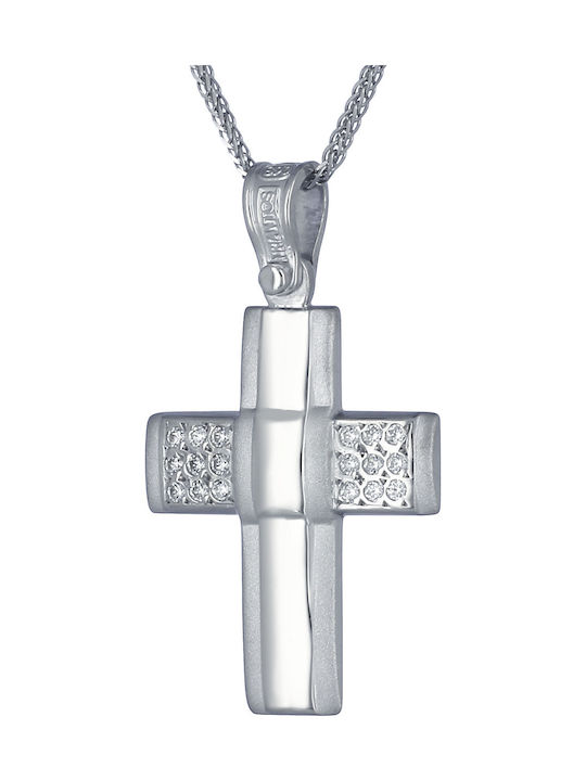 Triantos Damen Weißgold Kreuz 14K