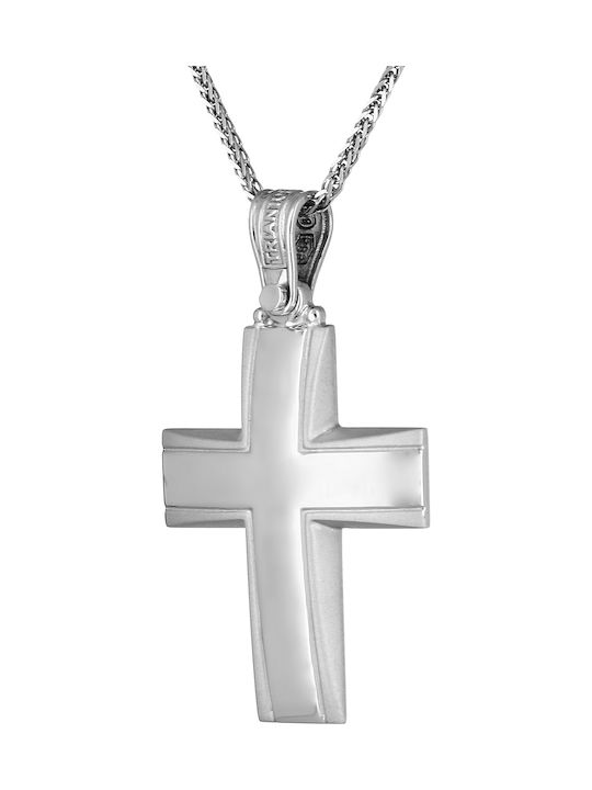 Triantos Men's White Gold Cross 14K