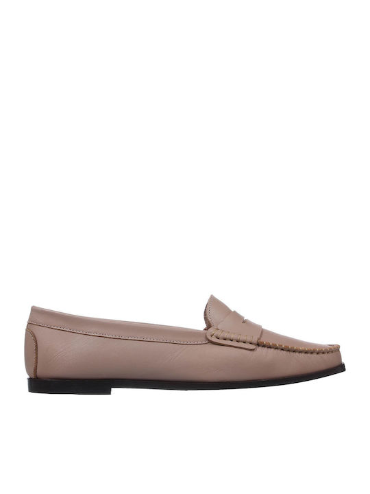 Δερμάτινα Γυναικεία Loafers σε Ροζ Χρώμα
