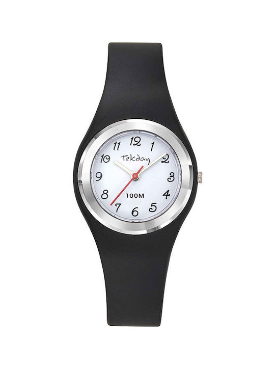 Tekday Strap Uhr mit Schwarz Kautschukarmband