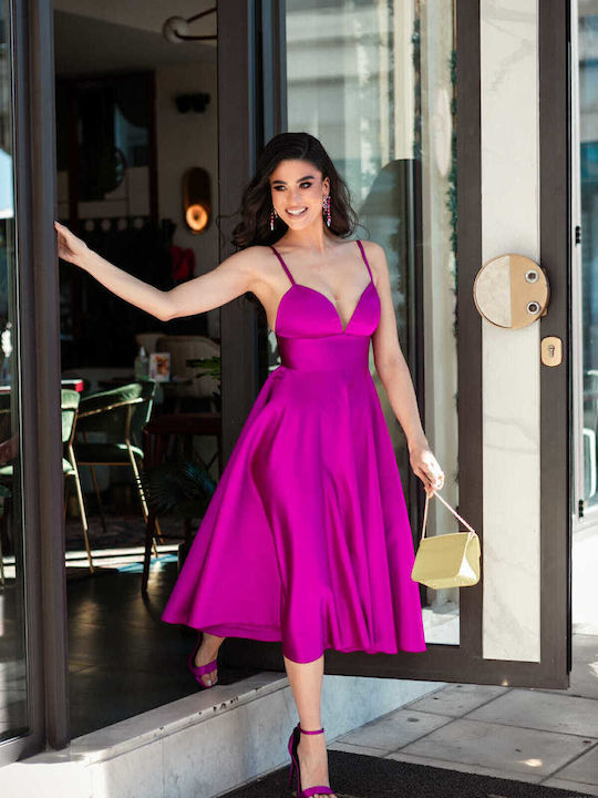 RichgirlBoudoir Midi Βραδινό Φόρεμα Κομπινεζόν Σατέν Ροζ