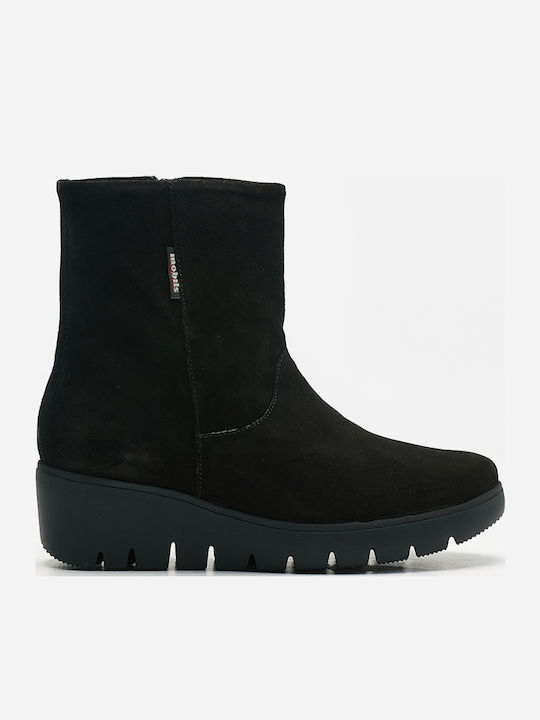 Leder Stiefeletten Damen Schwarz