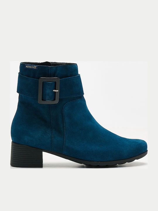 Ghete Dama de Piele Ankle Boots Albastru
