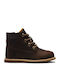 Pokey Leather Kids Boots with Laces Brown