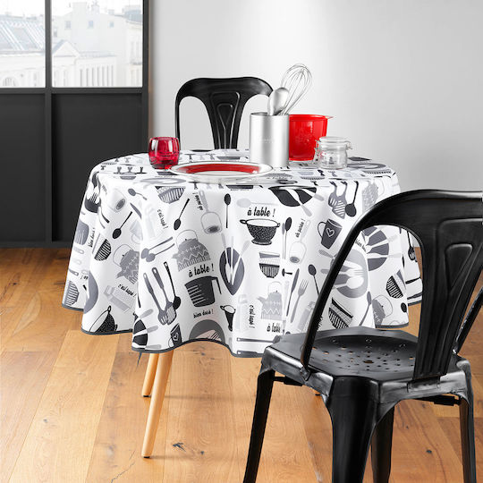 Τραπεζομάντηλο Ροτόντα Αλέκιαστο L-c Kitchen Blanc Φ180εκ.