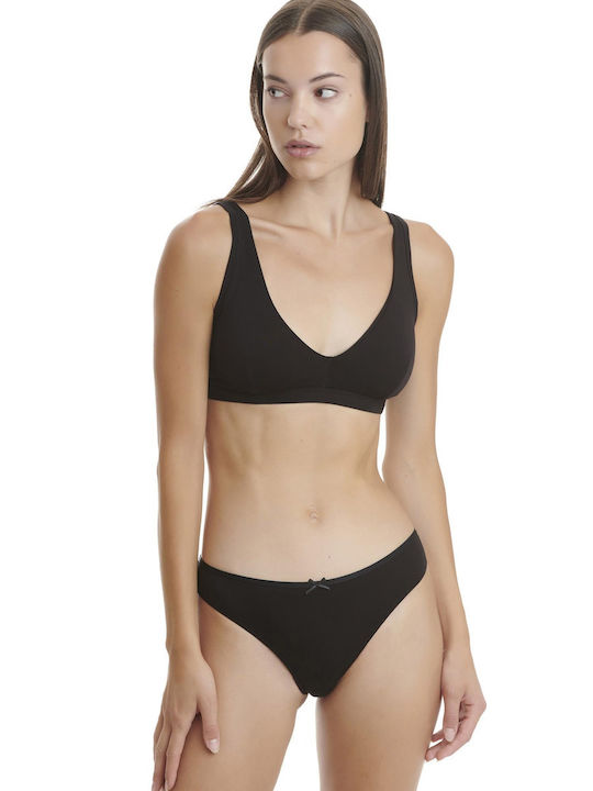 Walk Bamboo Γυναικείο Slip με Δαντέλα Μαύρο