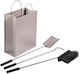 Viometal 560 Fireplace Tool Set with Bucket Silver