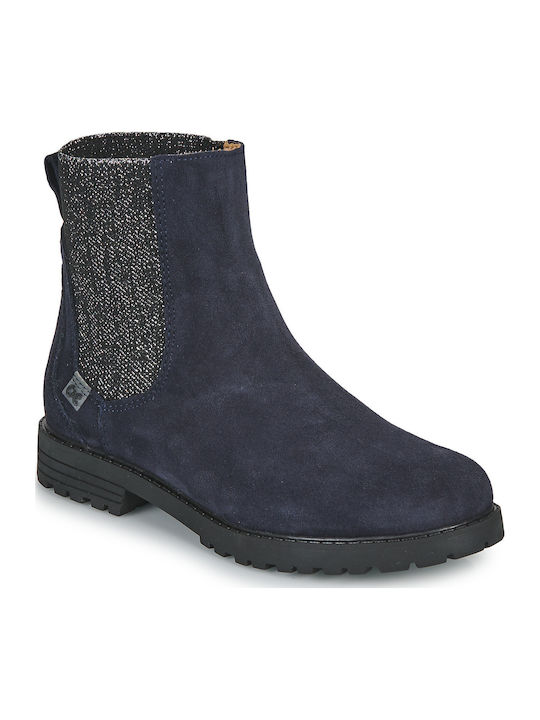Leather Kids Boots Navy Blue