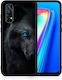 Smartfits Dark Wolf Umschlag Rückseite Schwarz (Realme 7)