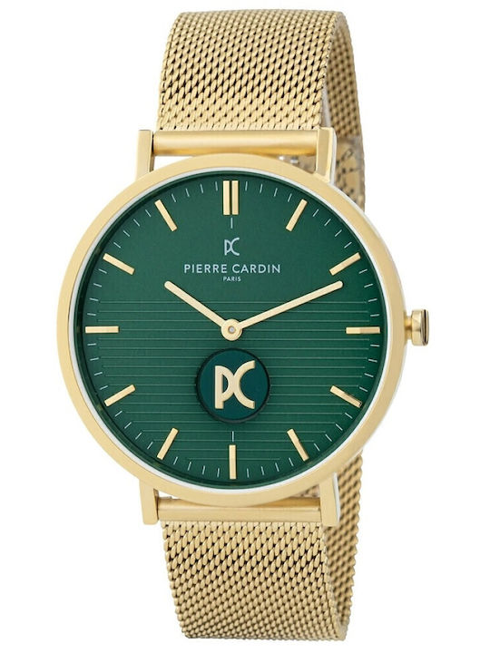 Pierre Cardin Belleville Stripes Herrenuhr 42mm Batterie mit Gold Metallarmband