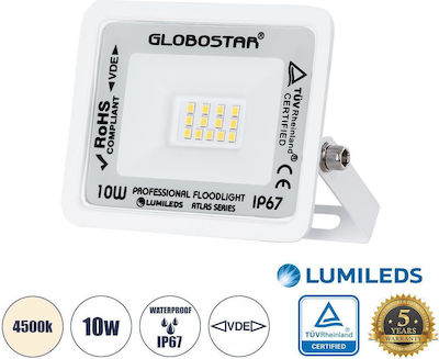 GloboStar Atlas Wasserdicht LED Flutlicht 10W Natürliches Weiß 4500K IP67