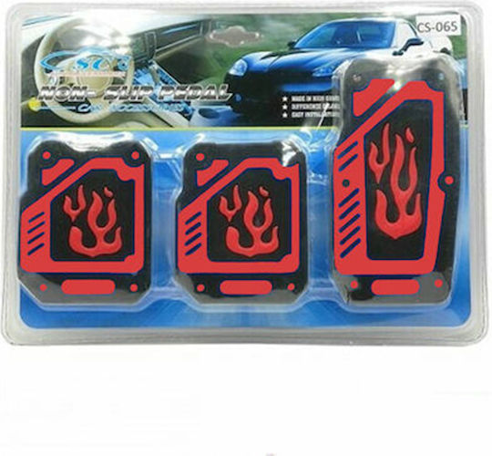 Сет Педали Неплъзгащи се Универсален за автомобил Червени 3бр