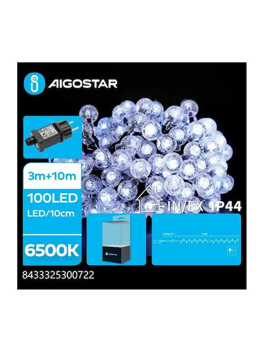 100 Lights LED 13m. Cold White in String 1pcs