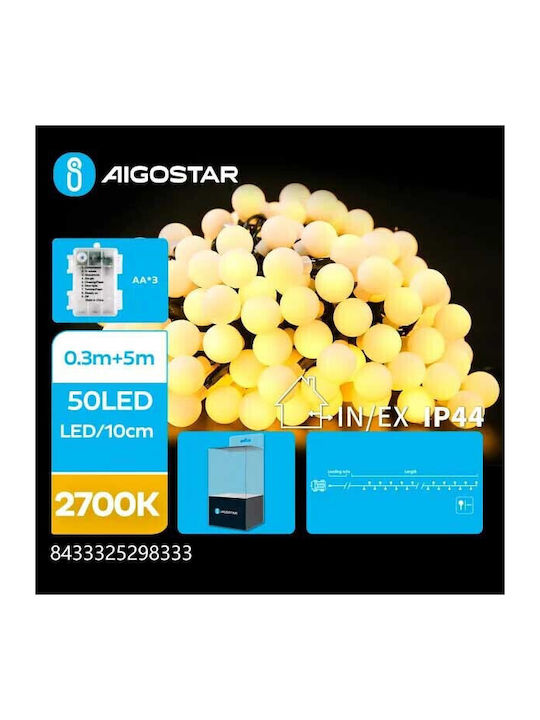 Lumini de Crăciun LED White de tip String cu Programe Aigostar