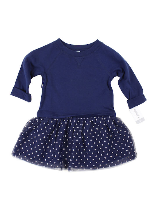 Mädchenkleid Langärmelig Set aus 2 mit Zubehör Blau