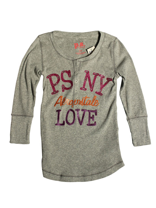 Aeropostale Kids Blouse Long Sleeve Gray