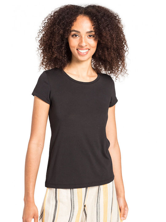 Matis Fashion Women's Crop Top Short Sleeve Black