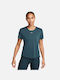 Nike W Nk One Df Ss Std Damen Sportliche Bluse Kurzärmelig Blau