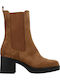 Leather Women's Ankle Boots Tabac Brown