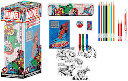 Cerda Marvel Kids Stationery Set with Pencil, Sharpener, Eraser, Notepad and Pencil Case