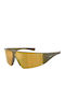 Arnette Saturnya Unisex Sunglasses with Gold Horn-Rimmed Frame and Blue Mirror Lens