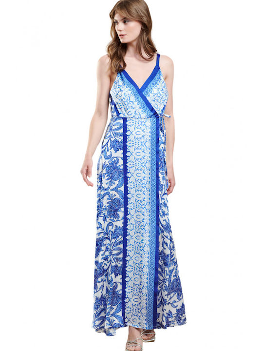 Matis Fashion Maxi Evening Dress Satin Blue