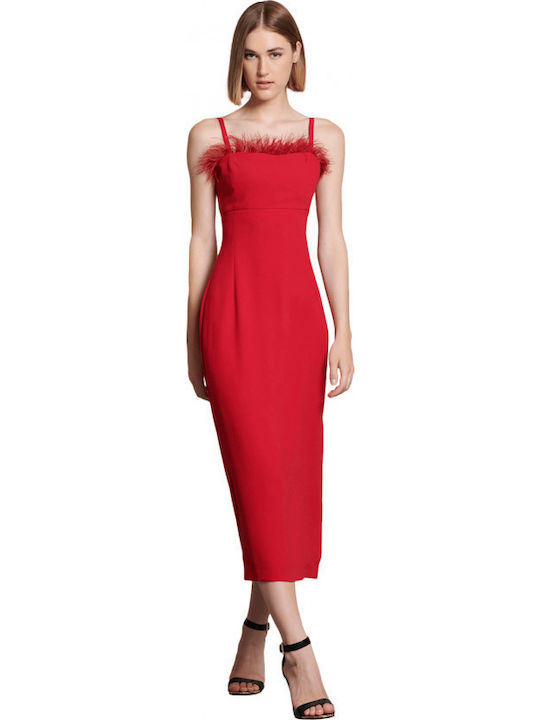 Midi Dress Spaghetti Strap Red