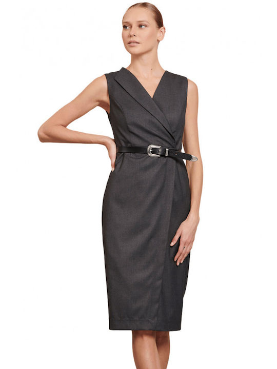 Matis Fashion Midi Dress Wrap Gray