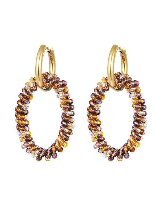 Georgiadis Accessories Σκουλαρίκια από Ατσάλι Επιχρυσωμένα Μπεζ