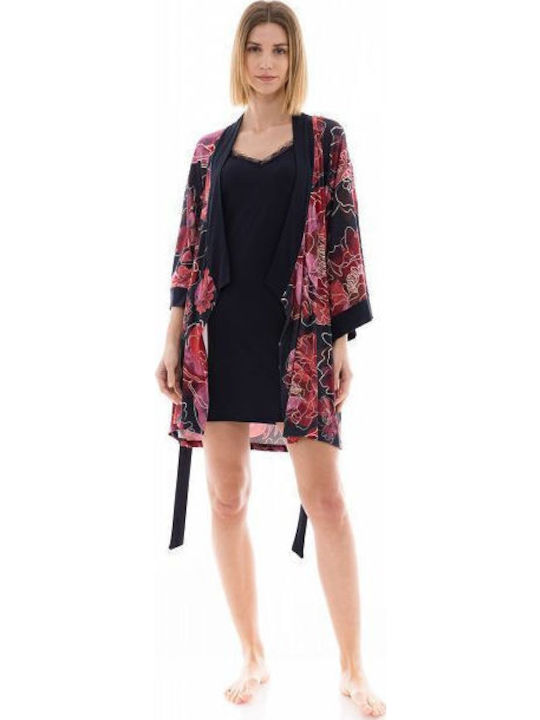 Pink Label Winter Women's Robe with Nightdress Magenta
