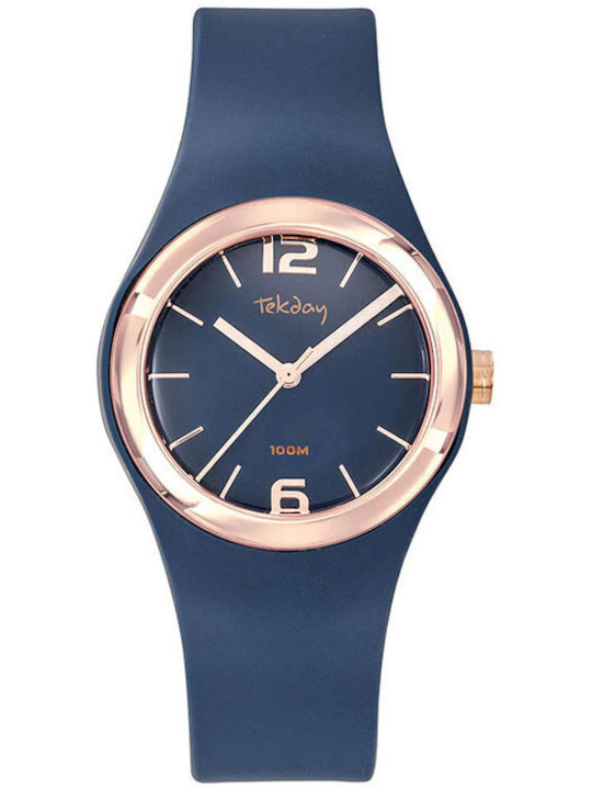 Tekday Strap Damen Uhr mit Blau Kautschukarmband