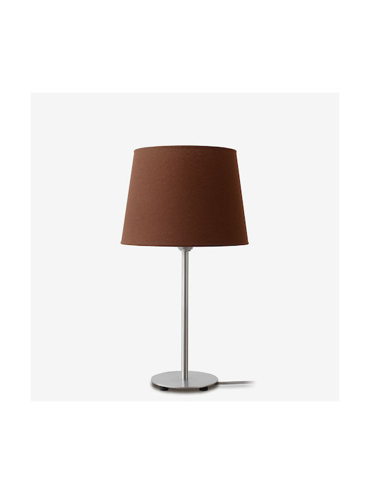 Veis Metal Table Lamp for Socket E14 with Brown Shade and Silver Base