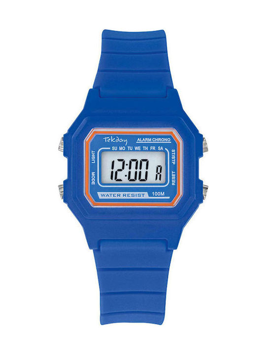 Tekday Kinder-Digitaluhr Strap mit Kautschuk/Plastikarmband Blau