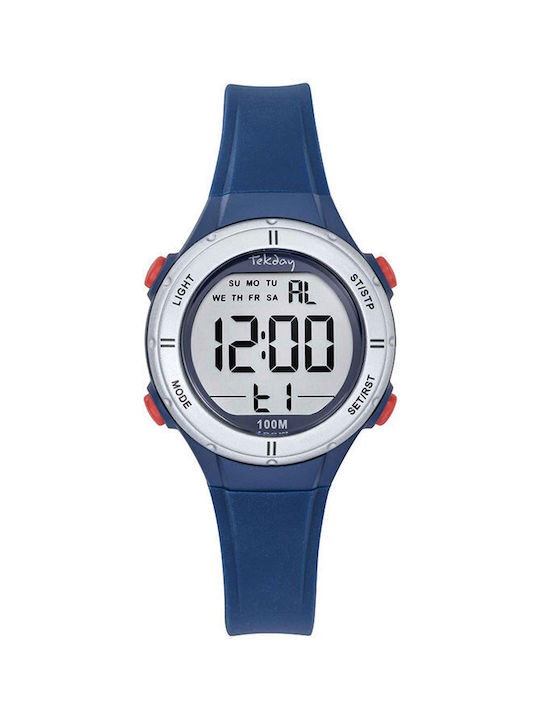 Tekday Strap Digital Uhr Chronograph mit Blau Kautschukarmband