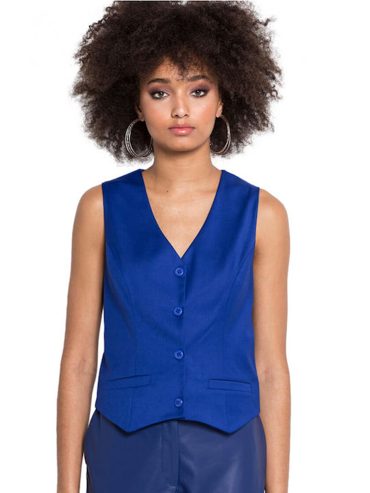 Matis Fashion Short Jachetă de femei Fără mâneci Puffer Blue