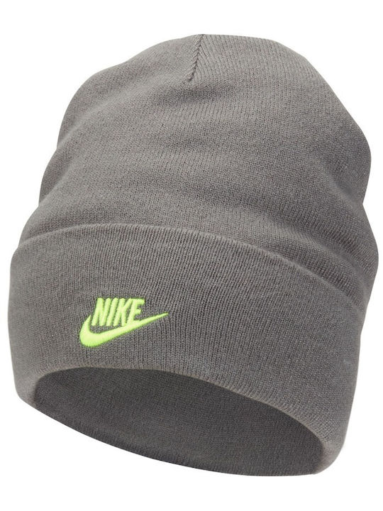Peak Beanie Unisex Σκούφος Πλεκτός σε Γκρι χρώμα