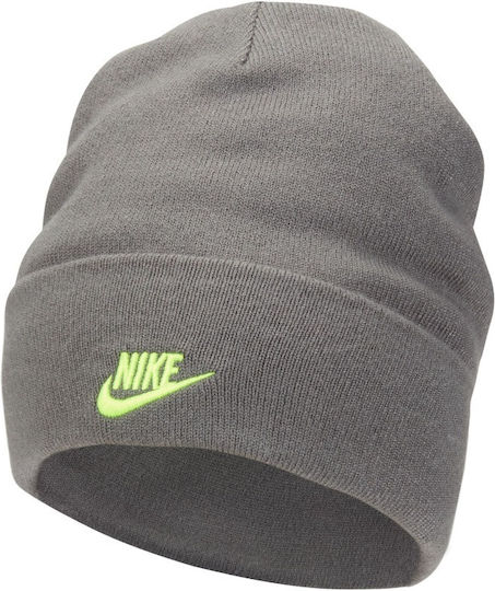 Peak Beanie Unisex Σκούφος Πλεκτός σε Γκρι χρώμα