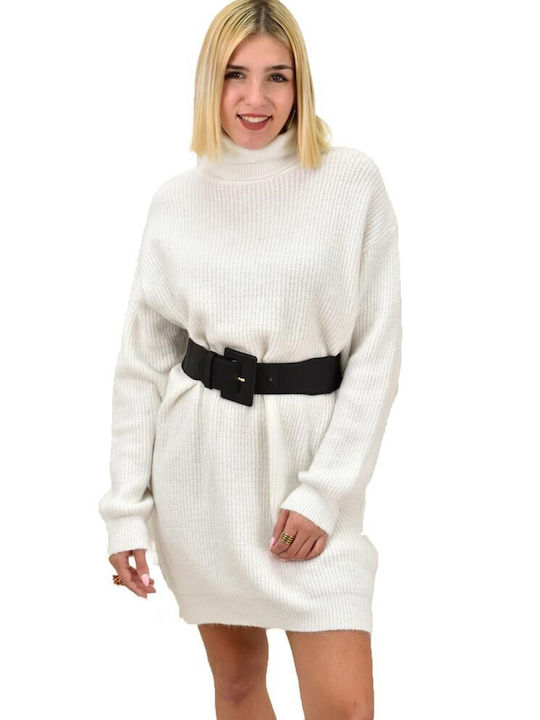 Potre Women's Long Sleeve Pullover Turtleneck Ecru