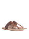 Leder Flache Sandalen für Damen in Braun Farbe
