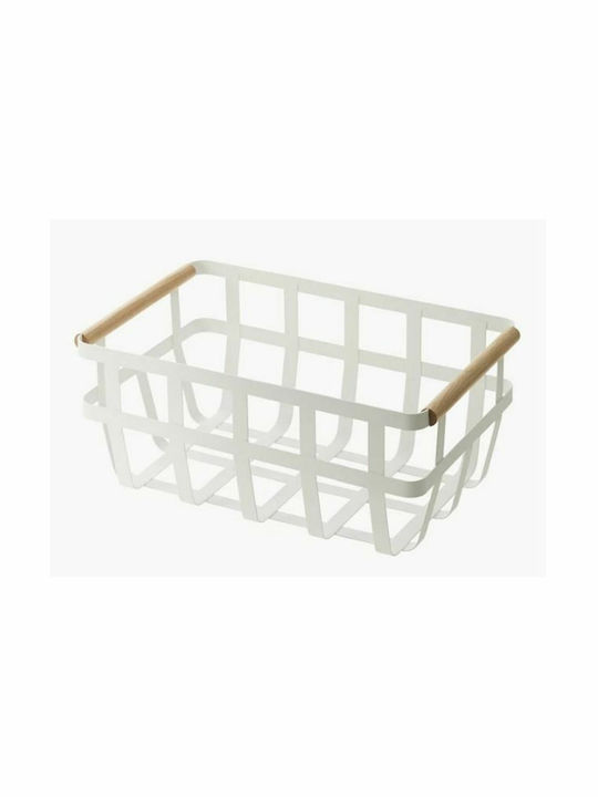 Decorative Basket Metallic with Handles White 36x22x15.5cm S3041238 DKD Home Decor