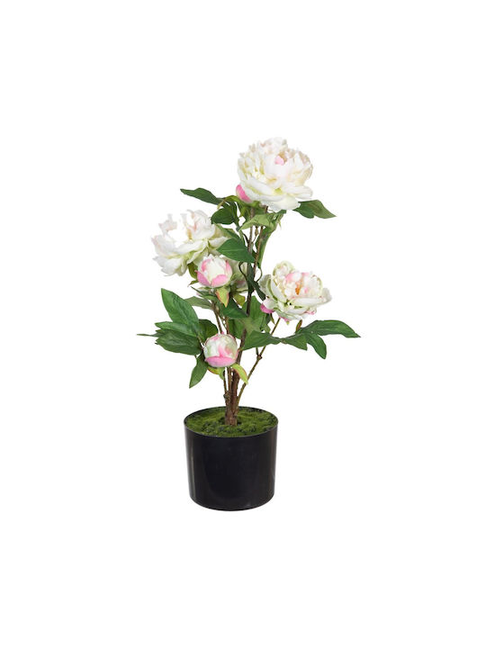 BigBuy Artificial Plant in Pot Peony 59cm 1pcs