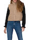 Only Women's Sleeveless Short Fur Camel