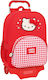Hello Kitty Ghiozdan Scoala Troler Scoala Primara Cu Husă Pentru Sticlă De Apă Roșie 33 X 14 X 42 Cm