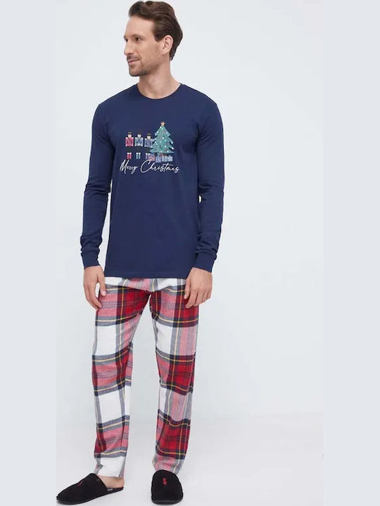 FILA Men's Winter Pajamas Set Dark Blue