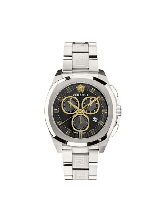 Versace Uhr Chronograph Batterie mit Silber Metallarmband