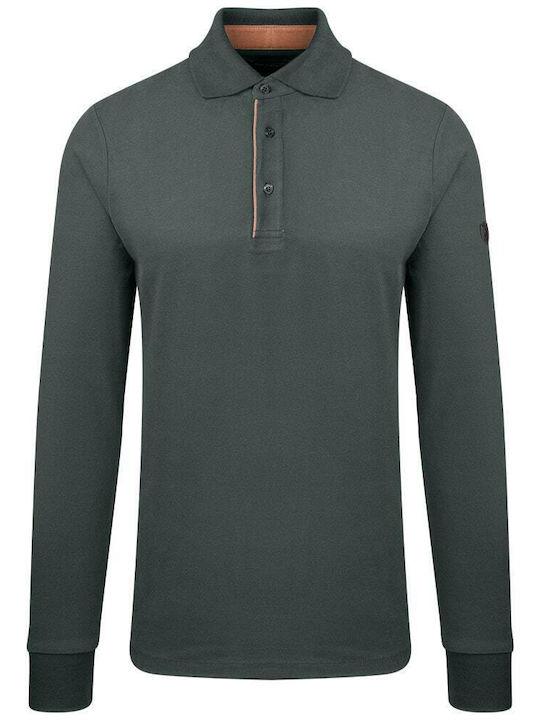 Guy Laroche Men's Long Sleeve Blouse Polo Green