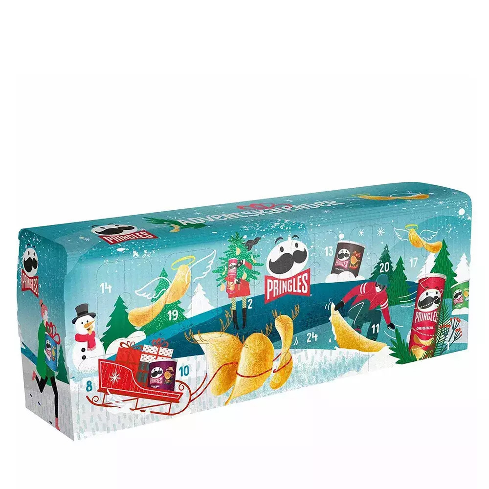 Pringles Πατατάκια Christmas Advent Calendar Blue με Γεύση Mixed 1120gr