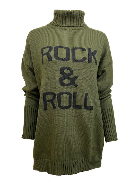 Damen Langärmeliges Rollkragenpullover Khaki