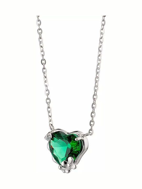 Oxzen Necklace with design Heart from Gold Plated Silver with Zircon