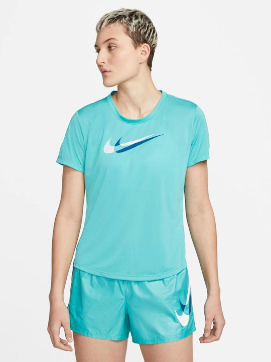Nike Swoosh Γυναικείο Αθλητικό T-shirt Dri-Fit Μπλε